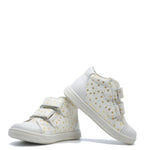 Load image into Gallery viewer, Emel Cream and Gold Star Baby Sneaker
