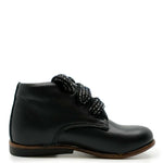 Load image into Gallery viewer, Emel Black Leather Sweater Lace Baby Bootie
