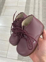 Load image into Gallery viewer, Emel Plum Scalloped Baby Bootie
