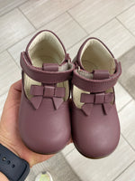 Load image into Gallery viewer, Emel Plum Bow Baby T Strap
