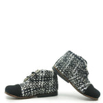 Load image into Gallery viewer, Emel Black and White Tweed Captoe Baby Bootie

