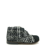 Load image into Gallery viewer, Emel Black and White Tweed Captoe Baby Bootie

