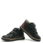 Load image into Gallery viewer, Emel Black and Luggage Velcro Baby Sneaker
