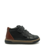 Load image into Gallery viewer, Emel Black and Luggage Velcro Baby Sneaker

