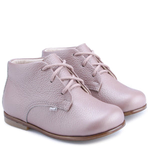 Emel Pearlised Pink Lace-Up Bootie