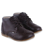 Load image into Gallery viewer, Emel Dark Brown Brouge Lace-Up Bootie
