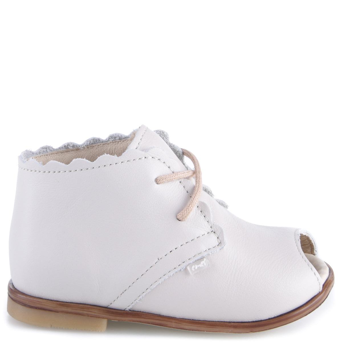 Emel Off-White Lace-Up Peep Toe Bootie