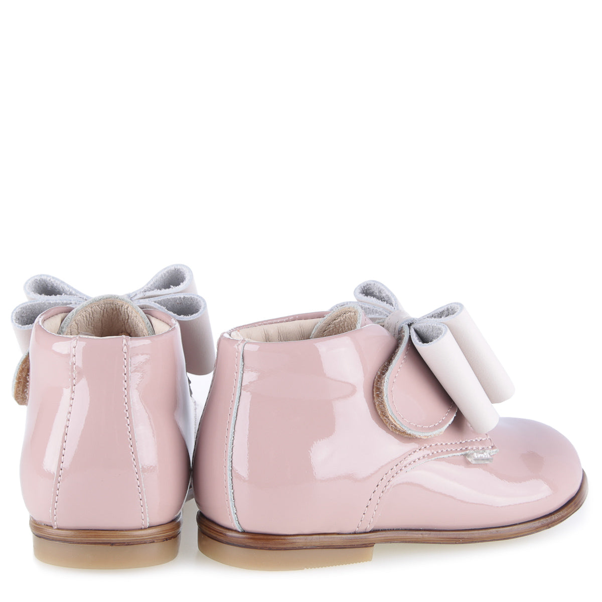 Emel Dusty Pink Patent Bow/Velcro Booties
