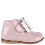 Load image into Gallery viewer, Emel Dusty Pink Patent Bow/Velcro Booties

