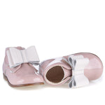 Load image into Gallery viewer, Emel Dusty Pink Patent Bow/Velcro Booties
