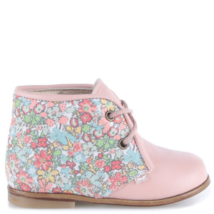 Emel Pink/Floral Print Lace-Up Bootie