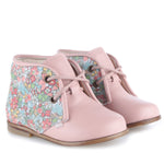 Load image into Gallery viewer, Emel Pink/Floral Print Lace-Up Bootie

