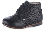 Load image into Gallery viewer, Emel Black Cheetah Brogue Lace-Up Bootie
